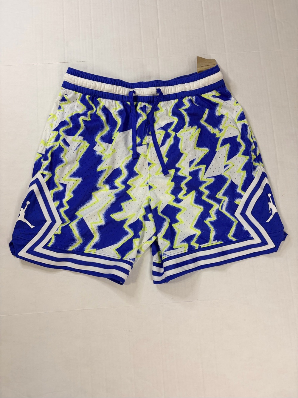 Jordan Royal Blue, White & Neon Yellow Zigzag Basketball Shorts
